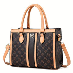 Retro Printed Satchel Bag PU Leather Large Capacity Shoulder Bag