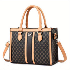 Retro Printed Satchel Bag PU Leather Large Capacity Shoulder Bag