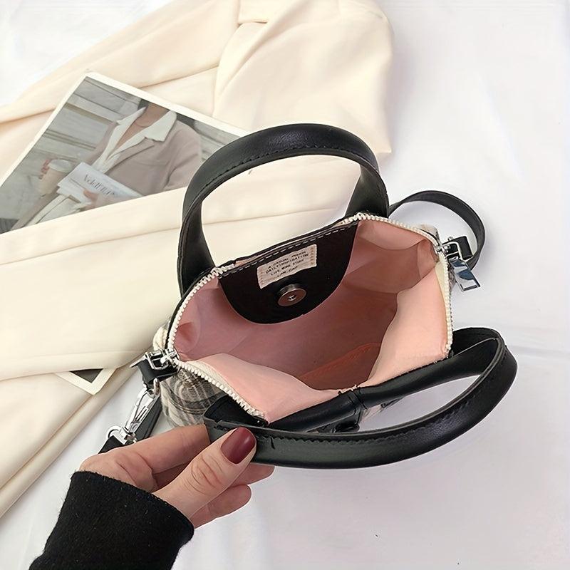 Handbag Button Decor Crossbody Bag Top Handle Purse
