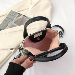 Handbag Button Decor Crossbody Bag Top Handle Purse
