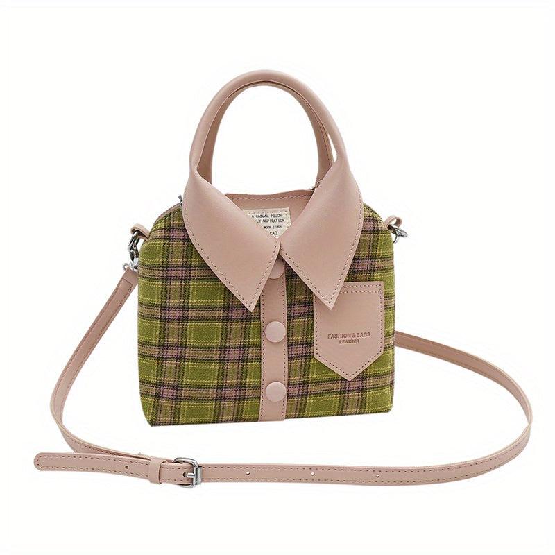 Handbag Button Decor Crossbody Bag Top Handle Purse