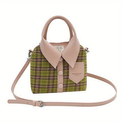 Handbag Button Decor Crossbody Bag Top Handle Purse