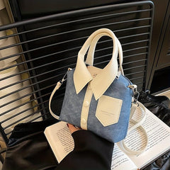 Handbag Button Decor Crossbody Bag Top Handle Purse