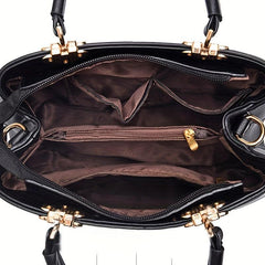 Flower Embroidery Tote Bag PU Leather Crossbody Bag