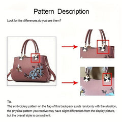 Flower Embroidery Tote Bag PU Leather Crossbody Bag