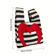 Stripes & Love Knitted Handbag Crochet Satchel Bag