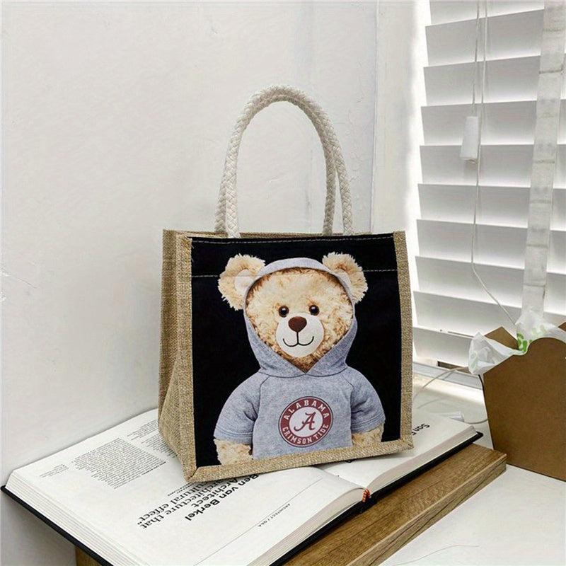 Cartoon Linen Handbag Grocery Shopping Bag