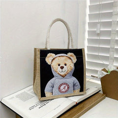 Cartoon Linen Handbag Grocery Shopping Bag