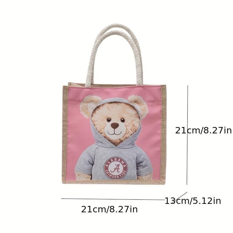 Cartoon Linen Handbag Grocery Shopping Bag