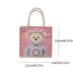 Cartoon Linen Handbag Grocery Shopping Bag