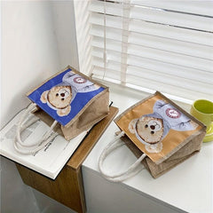 Cartoon Linen Handbag Grocery Shopping Bag