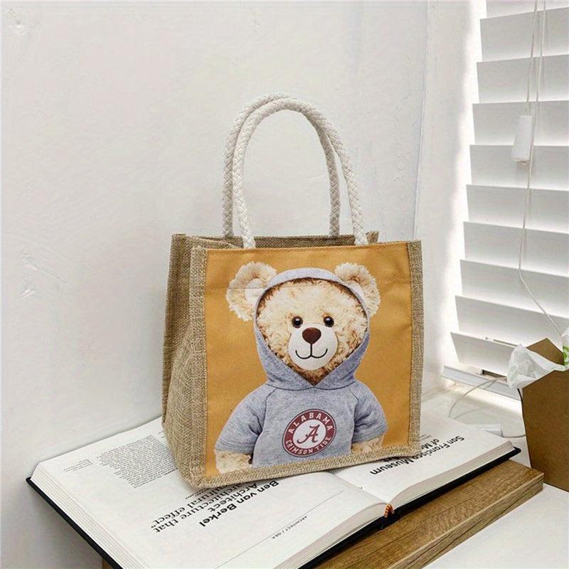 Cartoon Linen Handbag Grocery Shopping Bag