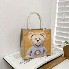 Cartoon Linen Handbag Grocery Shopping Bag