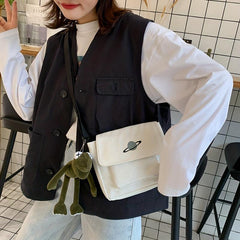 Mini Canvas Crossbody Bag Planet Pattern Messenger Bag Women's Casual Shoulder