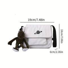 Mini Canvas Crossbody Bag Planet Pattern Messenger Bag Women's Casual Shoulder