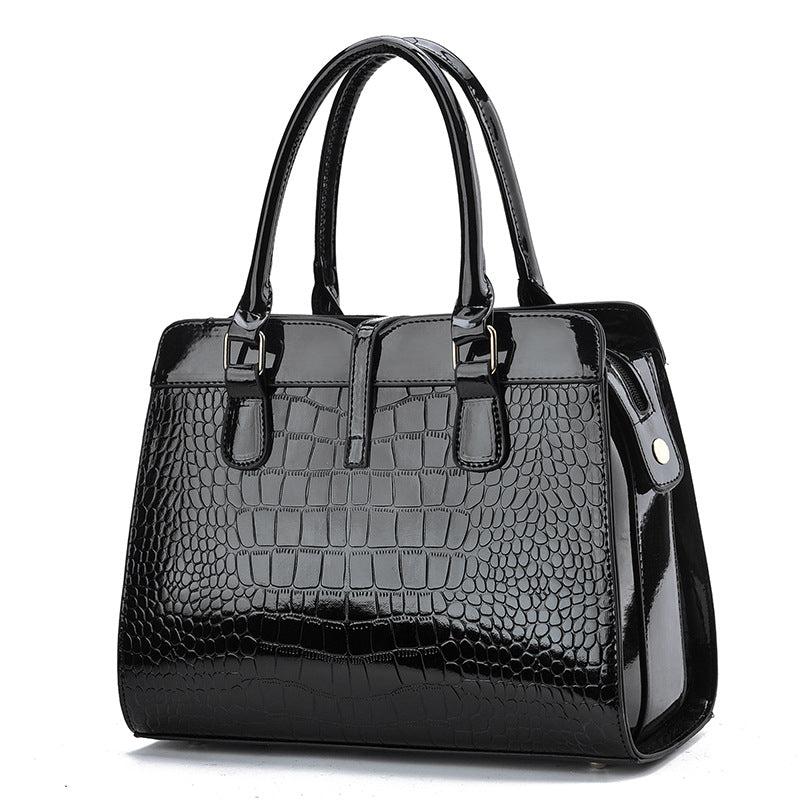 Crocodile Pattern Handbag Large Capacity Crossbody Bag Women's Glossy Top Handle