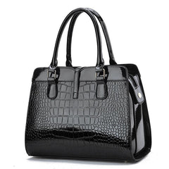 Crocodile Pattern Handbag Large Capacity Crossbody Bag Women's Glossy Top Handle