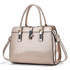 Crocodile Pattern Handbag Large Capacity Crossbody Bag Women's Glossy Top Handle