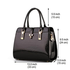 Crocodile Pattern Handbag Large Capacity Crossbody Bag Women's Glossy Top Handle