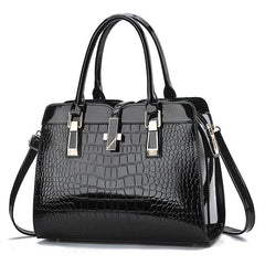 Crocodile Pattern Handbag Large Capacity Crossbody Bag Women's Glossy Top Handle