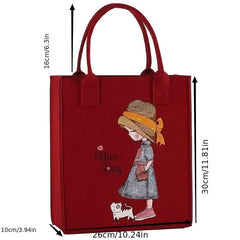 Stylish Cartoon Pattern Felt Bag Lightweight All Match Storage Bag