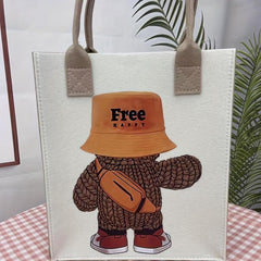 Stylish Cartoon Pattern Felt Bag Lightweight All Match Storage Bag