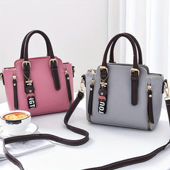 Zipper Decor Handbag Small PU Crossbody Bag Top Handle Satchel Purses