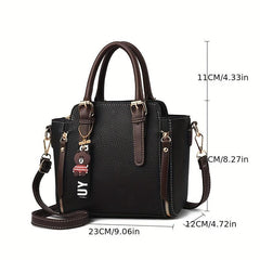 Zipper Decor Handbag Small PU Crossbody Bag Top Handle Satchel Purses