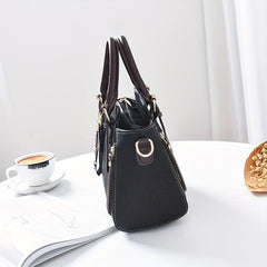 Zipper Decor Handbag Small PU Crossbody Bag Top Handle Satchel Purses