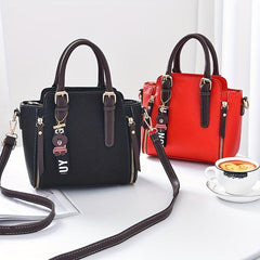 Zipper Decor Handbag Small PU Crossbody Bag Top Handle Satchel Purses