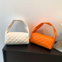 Quilted PU Leather Underarm Bag Shoulder Handbag 7.5 x3.5 x3.1