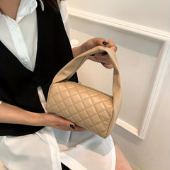 Quilted PU Leather Underarm Bag Shoulder Handbag 7.5 x3.5 x3.1