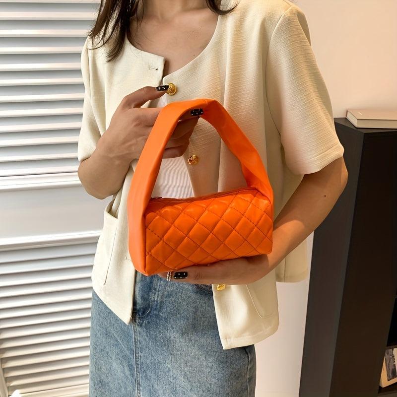 Quilted PU Leather Underarm Bag Shoulder Handbag 7.5 x3.5 x3.1