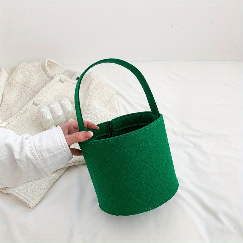 Mini Round Felt Basket Bag Small Handbag Women's Bucket Bag