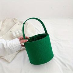 Mini Round Felt Basket Bag Small Handbag Women's Bucket Bag