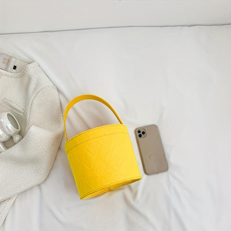Mini Round Felt Basket Bag Small Handbag Women's Bucket Bag
