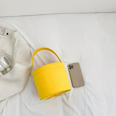 Mini Round Felt Basket Bag Small Handbag Women's Bucket Bag