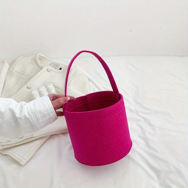 Mini Round Felt Basket Bag Small Handbag Women's Bucket Bag