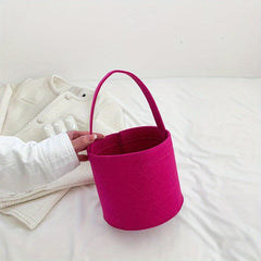 Mini Round Felt Basket Bag Small Handbag Women's Bucket Bag