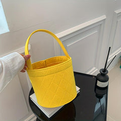 Mini Round Felt Basket Bag Small Handbag Women's Bucket Bag