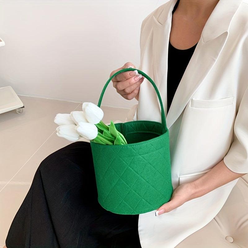 Mini Round Felt Basket Bag Small Handbag Women's Bucket Bag