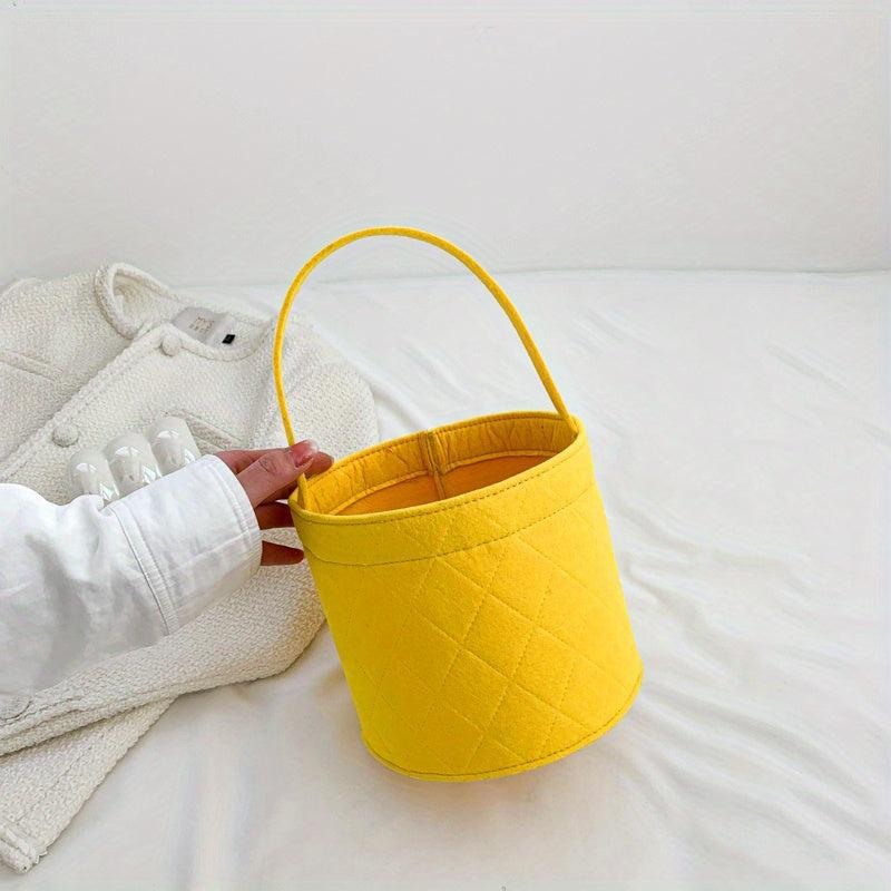 Mini Round Felt Basket Bag Small Handbag Women's Bucket Bag