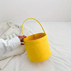 Mini Round Felt Basket Bag Small Handbag Women's Bucket Bag