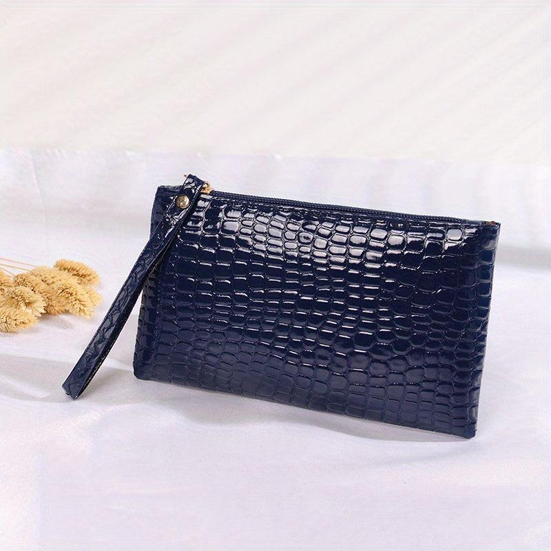 Crocodile Clutch Purses with Zipper and Wristlet