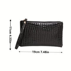 Crocodile Clutch Purses with Zipper and Wristlet