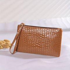 Crocodile Clutch Purses with Zipper and Wristlet