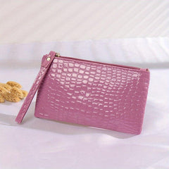 Crocodile Clutch Purses with Zipper and Wristlet