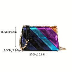 Metallic Rainbow Crossbody Bag Chain Evening Party Purse