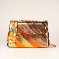 Metallic Rainbow Crossbody Bag Chain Evening Party Purse