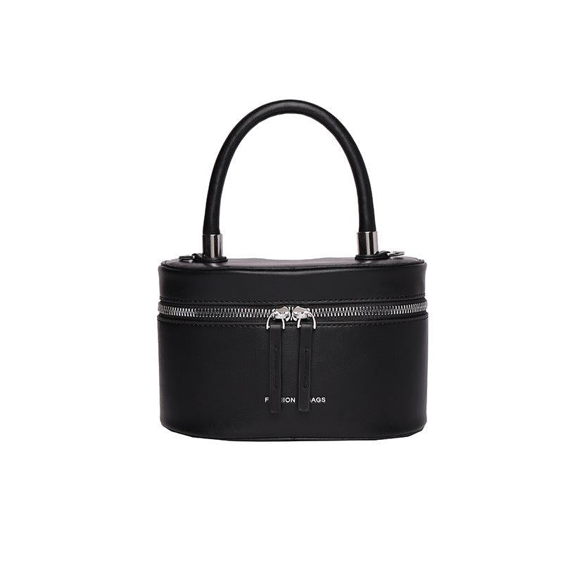 Minimalist Solid Bucket Bag Zipper Handbag